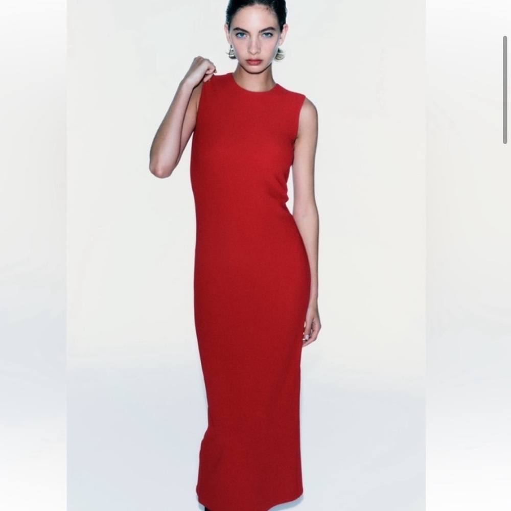 ZARA Sheath Red Dress ZW Collection Size Small - Picture 3 of 8